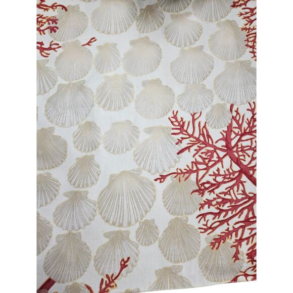 Pottery Barn Cotton Linen Coral Shell Table Runner 18x90 Coastal Beach Classic - Picture 2 of 3